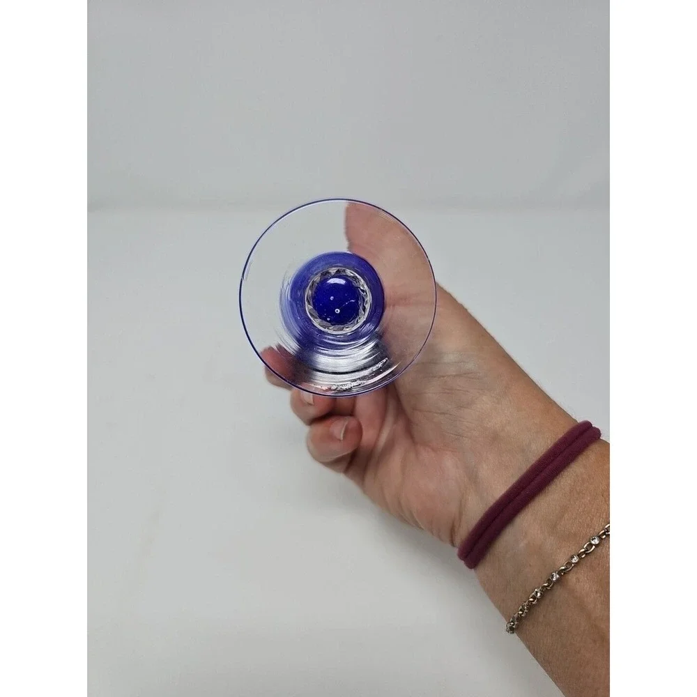 Cobalt Blue Glass Bud Flower Vase with Clear Stem Elegant Home Decor Centerpiece